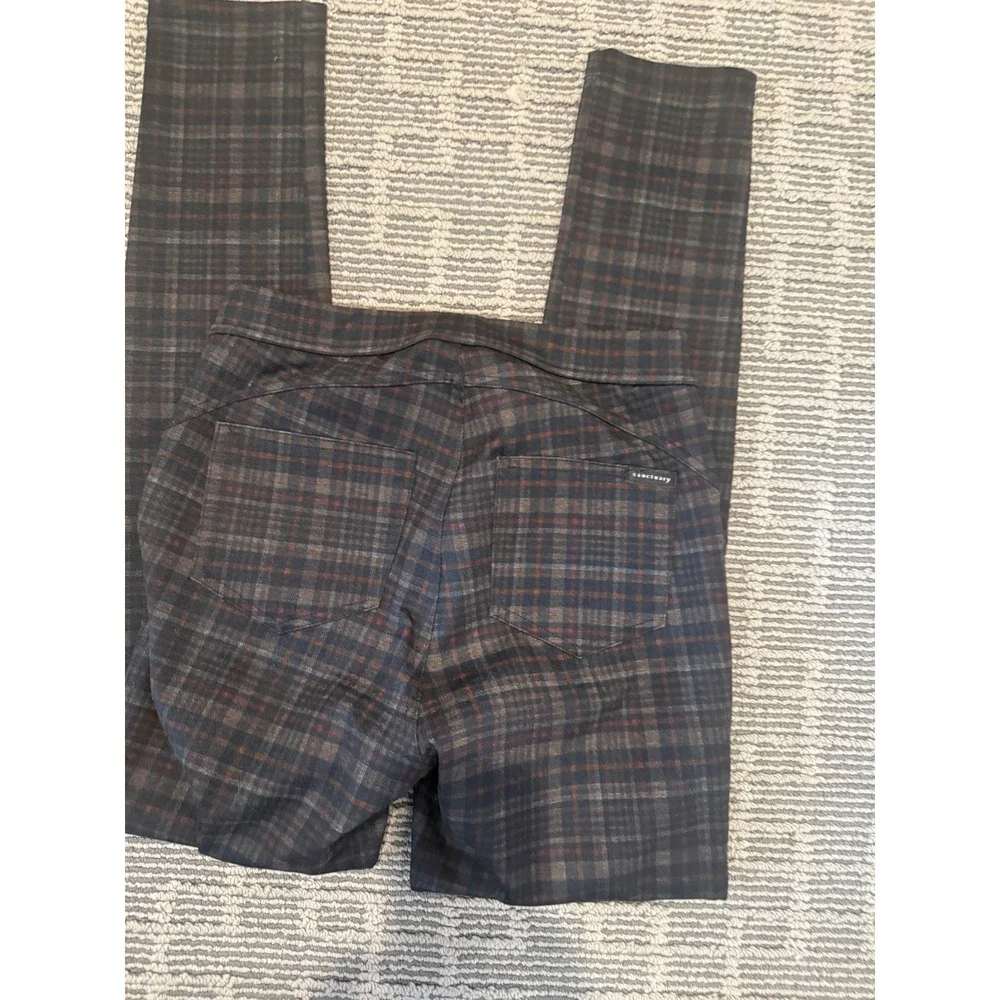 Sanctuary Plaid Stretch‎ Leggings Pants Women's Charcoal Red Blue Slim Fit